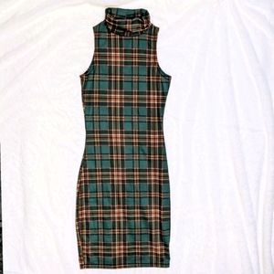 Missguided Green Midi Tartan Dress